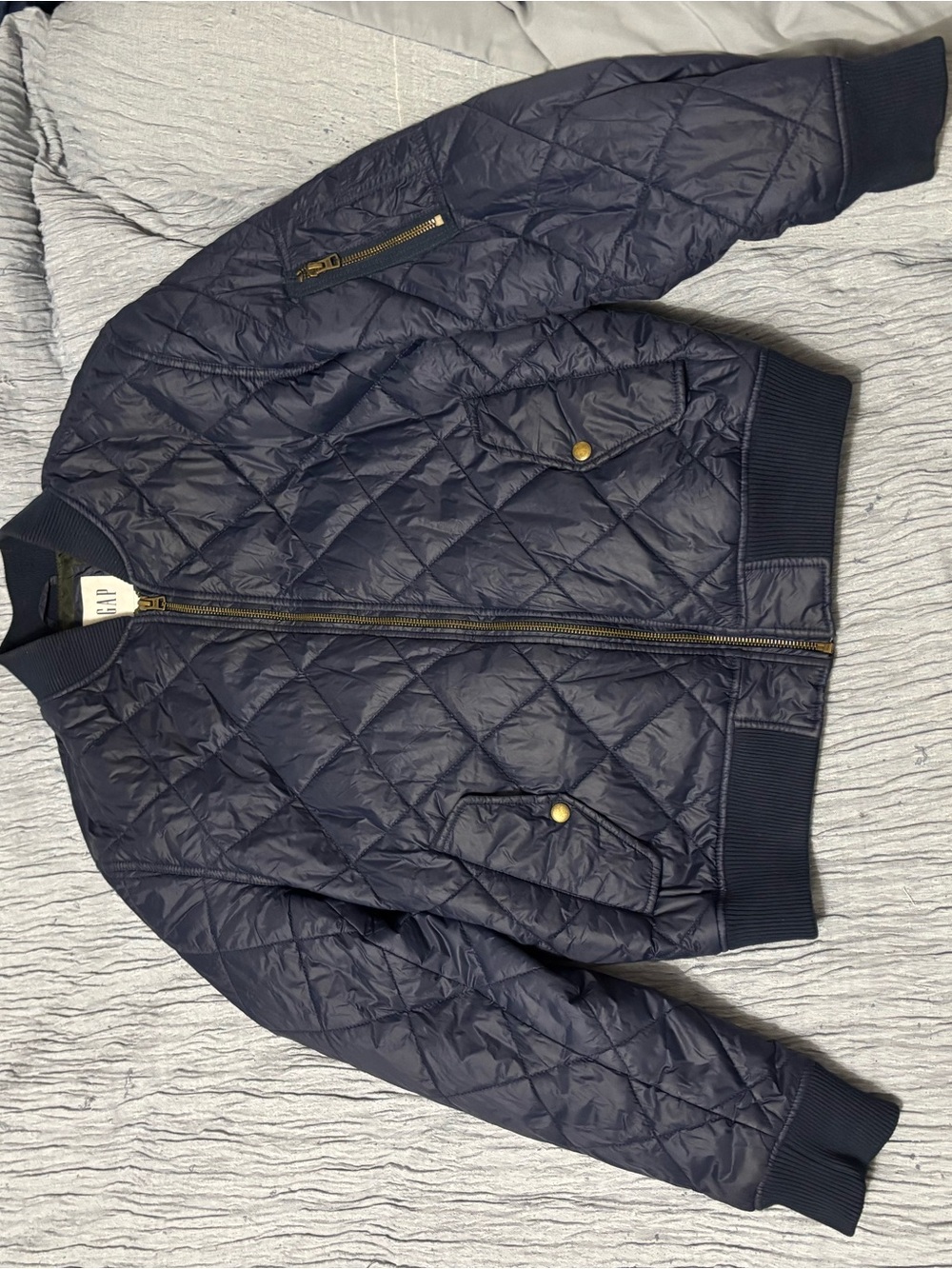 GAP Quilted Bomber Jacket in Navy
